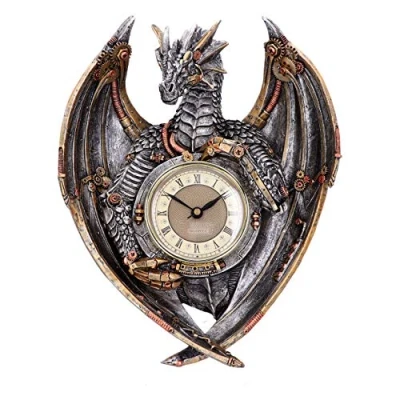 Image of Nemesis Now Dracus Horologium 27.5cm, Polyresin, Silver