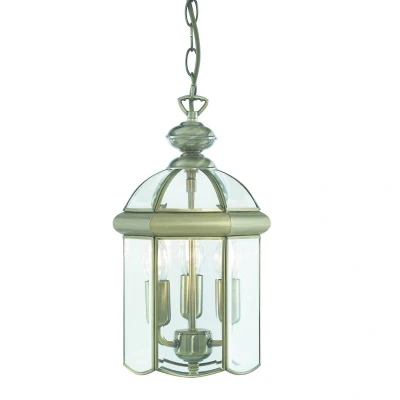 Image of 3 Light Ceiling Lantern Pendant Antique Brass, E14