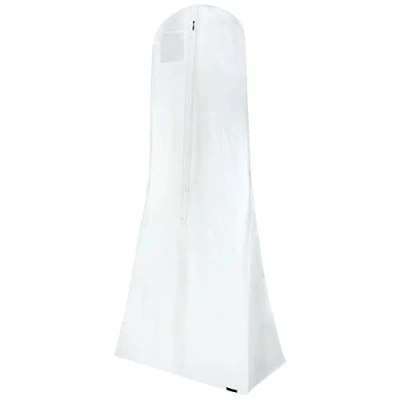 Image of HANGERWORLD 72 Inch White Extra Wide Showerproof Wedding Gown Dress Garment Cover Bag with 14 Gusset