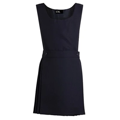 Image of CVL GIRLS BIB PINAFORE PLEATED SCHOOL UNIFORM DRESS ALL AGES (Black, 17 18 Years)