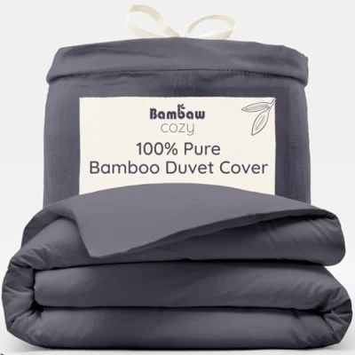 Image of Charcoal Cover Duvet Single Bamboo 135x200 cm Black Set Natural Bedding Luxury Hotel Bambaw