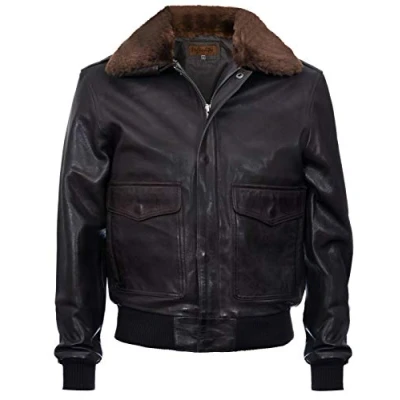 Image of Men&#039;s Air Force A2 USAF Brown Pilot Aviator Real Leather Flight Bomber Jacket M