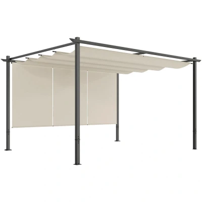 Image of Outsunny 3 x 4m Metal Pergola with Retractable Roof and Roller Shade Beige