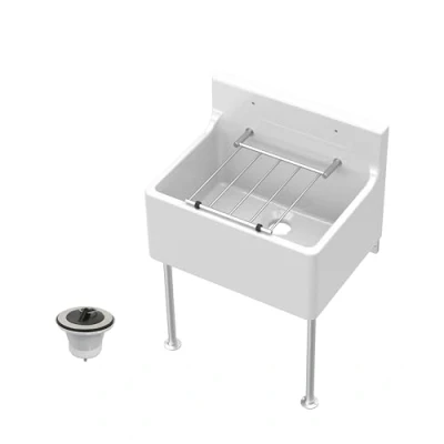 Image of Traditional Fireclay Cleaner Sink with Waste and Legs 515 x 382 393mm