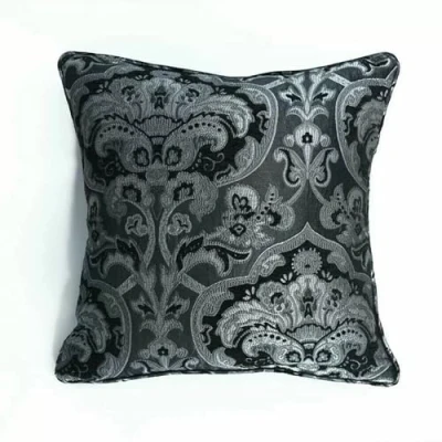 Image of Luxury Sofa Bed Geometric Pair Cushion Covers Heavy Jacquard Silver Large