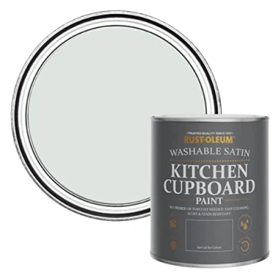 Image of Rust Oleum Grey Scrubbable Kitchen Cupboard Paint in Satin Finish Library 750ml