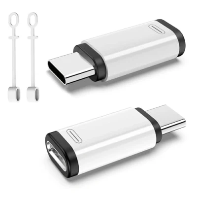 Image of TiMOVO for Lightning to USB C Adapter, 2 Pack Male Lighting Female Adaptrer with 36W Fast Charging &amp; Data Sync iPhone 15/16 Pro/Pro Max/Plus, Galaxy S24/23, iPad, NOT Audio/OTG, White