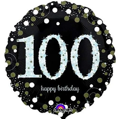 Image of Amscan Anagram 3374401 Gold Sparkling Celebration 100th Birthday Round Foil Balloon 18 Inch
