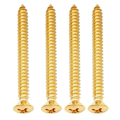 Image of Musiclily Ultra 4x45mm Stainless Steel Countersunk Mounting Screws for Electric Guitar Bass Neck Plate or Tremolo Bridge Claw, Gold (Set of 4)