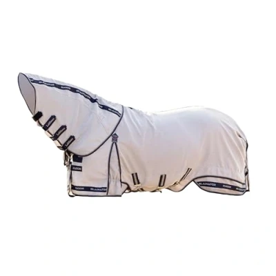 Image of LeMieux Kudos Gladiator Fly Rug Breathable and UV Protection Water repellent Quick drying Extended belly flap Grey Size 5 Feet 9 Inches