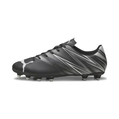 Image of Puma Attacanto FG/AG JR Unisex Astro turf trainers for kids, Size: 1.5, Black/silver mist Synthetics