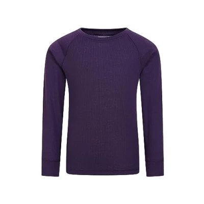 Image of Mountain Warehouse Talus Kids Base Layer Top Breathable &amp; Lightweight Moisture Wicking Baselayers, Boys Girls Shirt Autumn Winter, Outdoors, Travelling Hiking Dark Purple Teen Size 13 Years