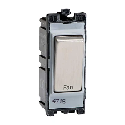 Image of Varilight Engraved 20A 1 Way Double Pole Switch &#039;Fan&#039; PowerGrid Steel G201DS.FN