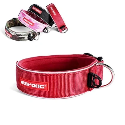 Image of EZYDOG Extra Wide Neo Dog Collar Small, Medium, Large Dogs, Reflective Collar, Supreme Comfort, Soft Neoprene Material, Non Corrosive (Red)