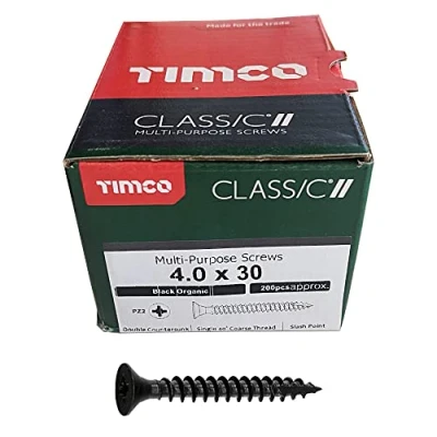 Image of TIMco 40030CLAB PZ2 CSK Classic Screw 4.0 x 30 Black (Box of 200)