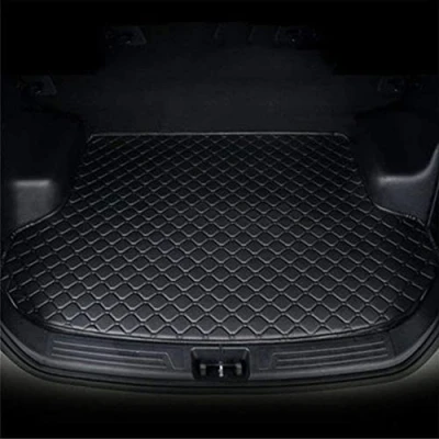 Image of YHQKJ Car Leather Boot Liner Mats for Mitsubishi ASX 2015 2020, Auto Rear Trunk Carpet Protector Pad Custom Artificial Waterproof Accessories,A/All Black