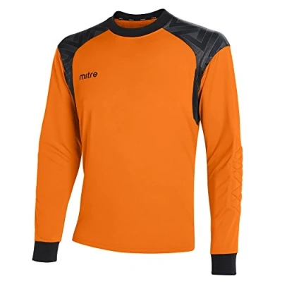 Image of Mitre Men Guard Goalkeeper Football Match Day Shirt Tangerine/Black 2X Large