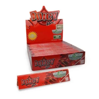 Image of JUICY JAYS King Size Slim Rolling Paper Very Cherry Flavored Full Box of 24
