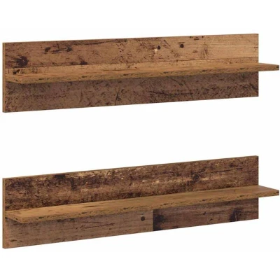 Image of vidaXL Wall Shelves with Shelf mounted Storage 2 pcs Old wood Engineered