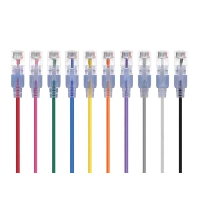 Image of Monoprice Cat6A 5ft 10 Color Patch Cable UTP 30AWG 10G Pure Bare Copper Snagless RJ45 SlimRun Series Ethernet Pack of