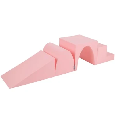 Image of KiddyMoon Foam Playground Set Wedge L/Hill/Tunnel/Steps PPZ 244, Pink,Multi Size