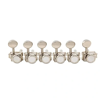 Image of Musiclily Pro 6 Inline Vintage Guitar Locking Tuners Tuning Pegs Keys Machine Heads Set for Squier Classic Vibe Strat/Tele Electric Guitar, Nickel Oval Button