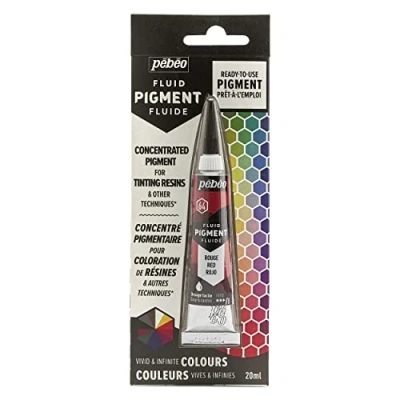 Image of Pebeo Fluid Liquid Pigment Concentrate Resin Mixable Colours Opaque or Transparent Effect Natural Origin Red 20 ml,
