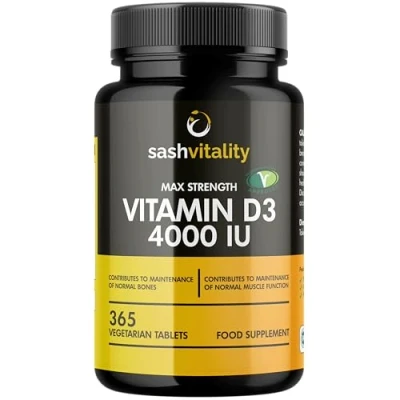 Image of Vitamin D3 4000 IU 365 Vegetarian Easy Swallow Micro Tablets Highest Strength Cholecalciferol VIT Certified UK Made Sash Vitality Support Mood Supports Bone Health