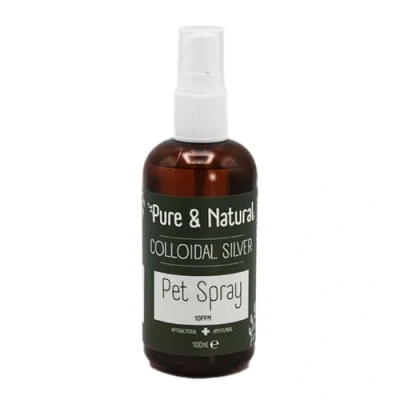 Image of Pure &amp; Natural Premium Colloidal Silver Spray for Dogs Other Pets 10ppm Antifungal, Antibacterial Pet Care 100ml