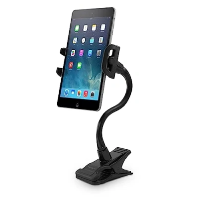 Image of Macally Adjustable Clip On Mount with Holder for iPad/Tablet