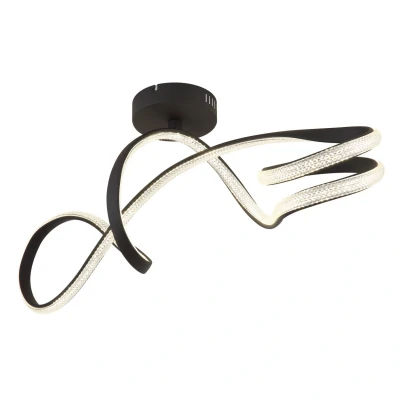 Image of Swirl Integrated LED Semi Flush Ceiling Light Matt Black 4000K