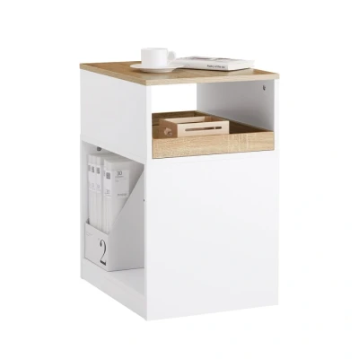 Image of Sobuy ASK08 WN, Home Office File Cabinet Printer Stand Storage on Wheels Side Table End Table, White and Natural