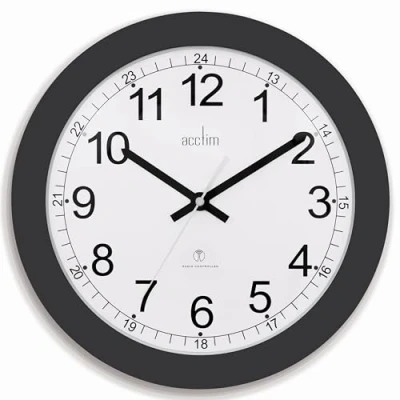 Image of Acctim Formia Radio Controlled Wall Clock Automatic Set Up Energy Efficient Movement 30cm (Black)