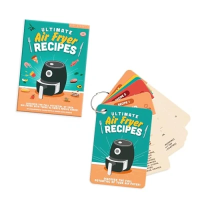Image of Gift Republic Air Fryer Recipe Cards Set 50 Easy Everyday Healthy Recipes Grease Proo &amp; Wipe Clean Meal Prep Boxed for Fry Cooking East to Follow Cookbook