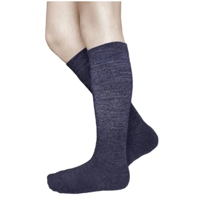 Image of vitsocks Kids Warm MERINO Wool Long Knee High Winter Socks (2x PACK) Boys &amp; Girls, navy blue, 12.5 2