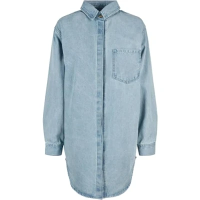 Image of Urban Classics Oversized Denim dress, Women&#039;s, Size: 3XL, Tintedlightbluewashed