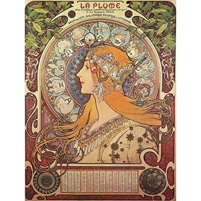 Image of Wee Blue Coo Alphonse Mucha Nouveau Old Master Painting Art Print Poster Wall Decor 12X16 Inch