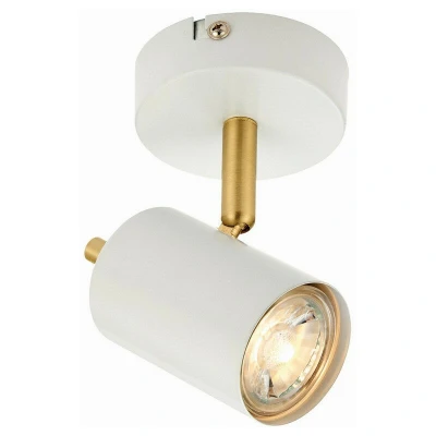 Image of Endon Gull 1 Light Spotlight Matt White Paint, Satin Brushed Gold, GU10