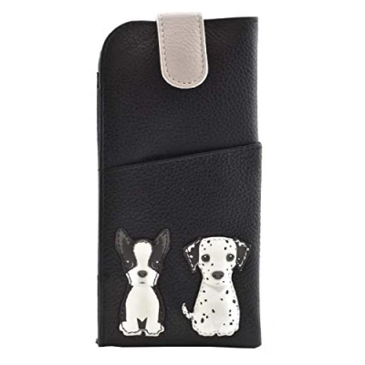 Image of Mala Leather Best Friends Sitting Dogs Glasses Case 5156 65 (Black)
