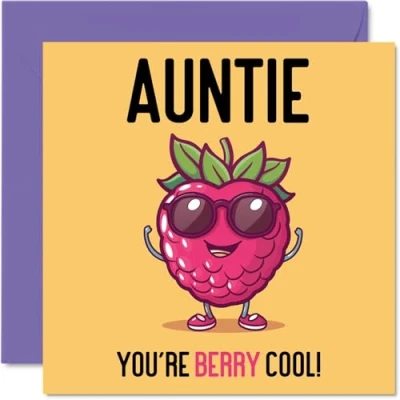 Image of Birthday Cards for Auntie Berry Cool Funny Happy Card Aunty from Nephew Niece, Aunt Gifts, 145mm x Joke Greeting Women Her