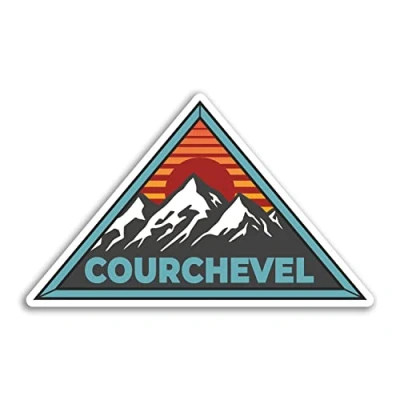 Image of 2 x 10cm Wide Courchevel Vinyl Stickers France French Mountains Ski Travel Holiday Sticker #77424