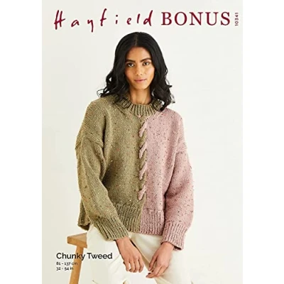 Image of Hayfield Bonus Chunky Tweed Knitting Pattern 10341 Sweater