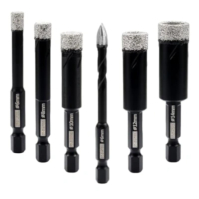 Image of DT DIATOOL Diamond Drill Bits 6/8/10/12/14mm with Tip Carbide for Tile Porcelain Ceramic Marble Granite
