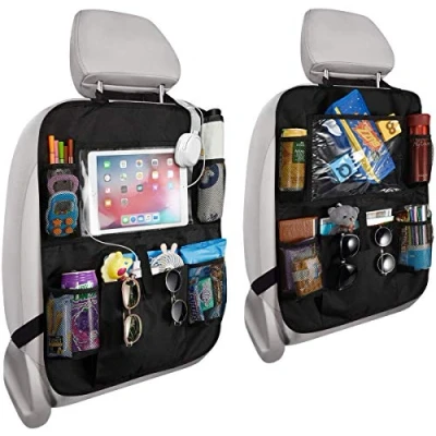 Image of Car Seat Organiser RIGHTWELL 2 Pcs Back Protector for Kids, up to 10&quot; iPad, Kids with 5 Pockets Storage Toys, Books, Drinks