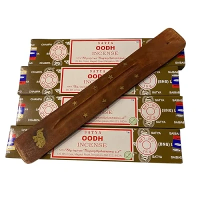 Image of VIE Satya Incense Sticks, 4 Packs x 15g, with Holder, Oodh