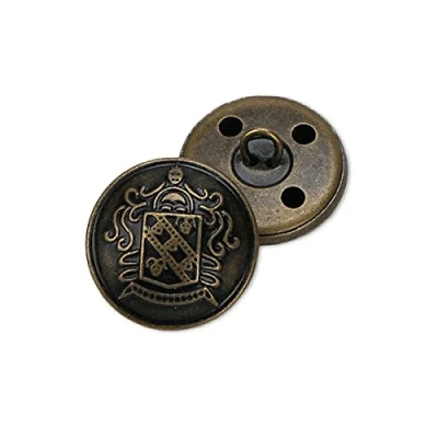 Image of Retro Metal Shank Buttons Suit Coat Decorative Fastener Sewing Accessories Pack of 12, Antique Brass 28mm