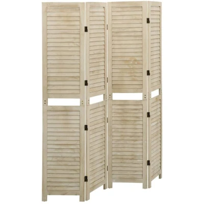 Image of vidaXL 4 Panel Room Divider 140x165 cm Solid Wood Paulownia