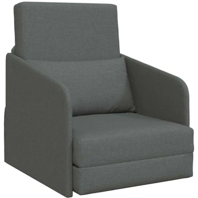 Image of vidaXL Dark Grey Fabric 2 in 1 Sofa Bed 200x60x62 cm Modern Living Room Convertible Lounge Chair with Removable Covers Indoor Use