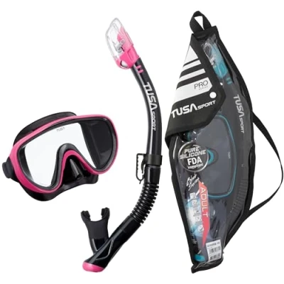 Image of TUSA Sport Adult Serene Mask and Snorkel Combo, Black/Hot Pink,UC 1625PQB HP