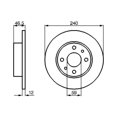 Image of 71738423 Brake disc BOSCH 0 986 478 353 240,2mm 12mm 4 98mm solid Oiled FIAT: Panda I Hatchback, Uno Hatchback